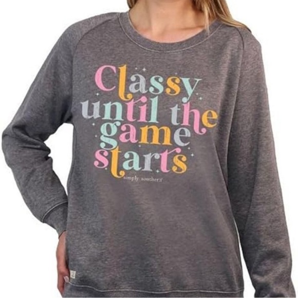 NWT SIMPLY SOUTHERN “Classy Until The Game Starts” Graphic Sweatshirt  Sz: S - Picture 7 of 15
